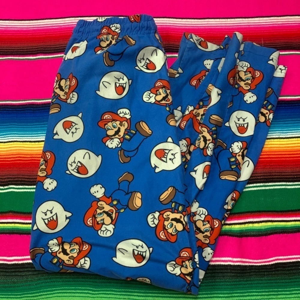Super Mario‎ Pajama Pants Men's S Boo Ghost All Over Print Pajamas Nintendo Y2K